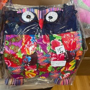❤️- Cute Navy patchwork owl 🦉 bag 11x15.  NWT.